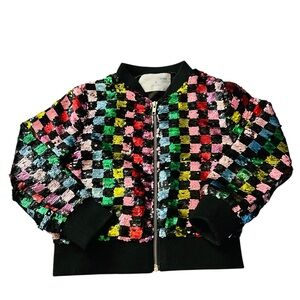 Rockets Of Awesome Colorful Checkered Sequin Kids Jacket Size 6